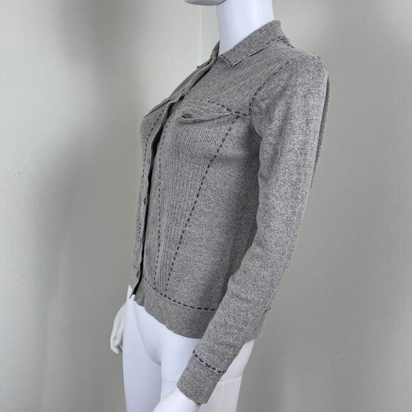 Vintage Women Size XS Beige Knit Linen Cotton Minimalist Cardigan Sweater Preppy - Picture 5 of 17